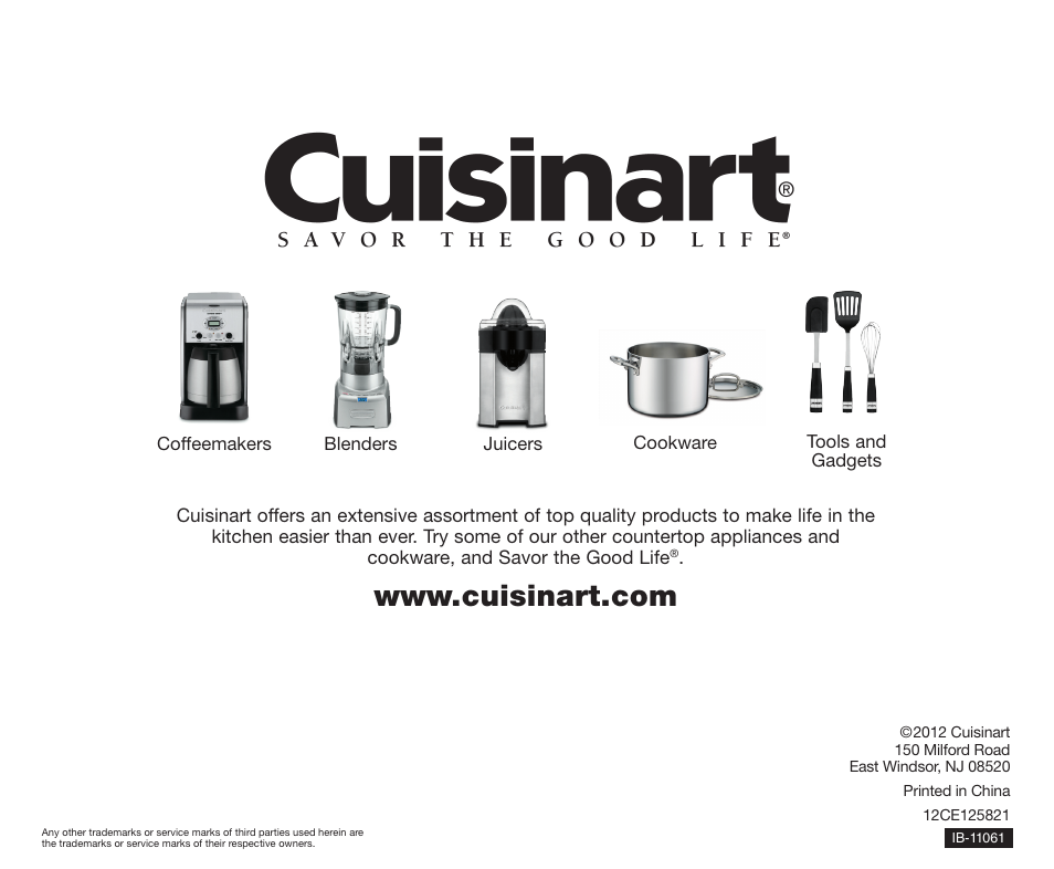 Cuisinart COUNTDOWN CLASSIC 2-SLICE TOASTER CPT-415 User Manual | Page 8 / 8