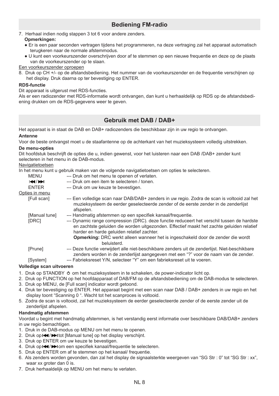 Bediening fm-radio gebruik met dab / dab | Lenco BT-9000 User Manual | Page 22 / 71
