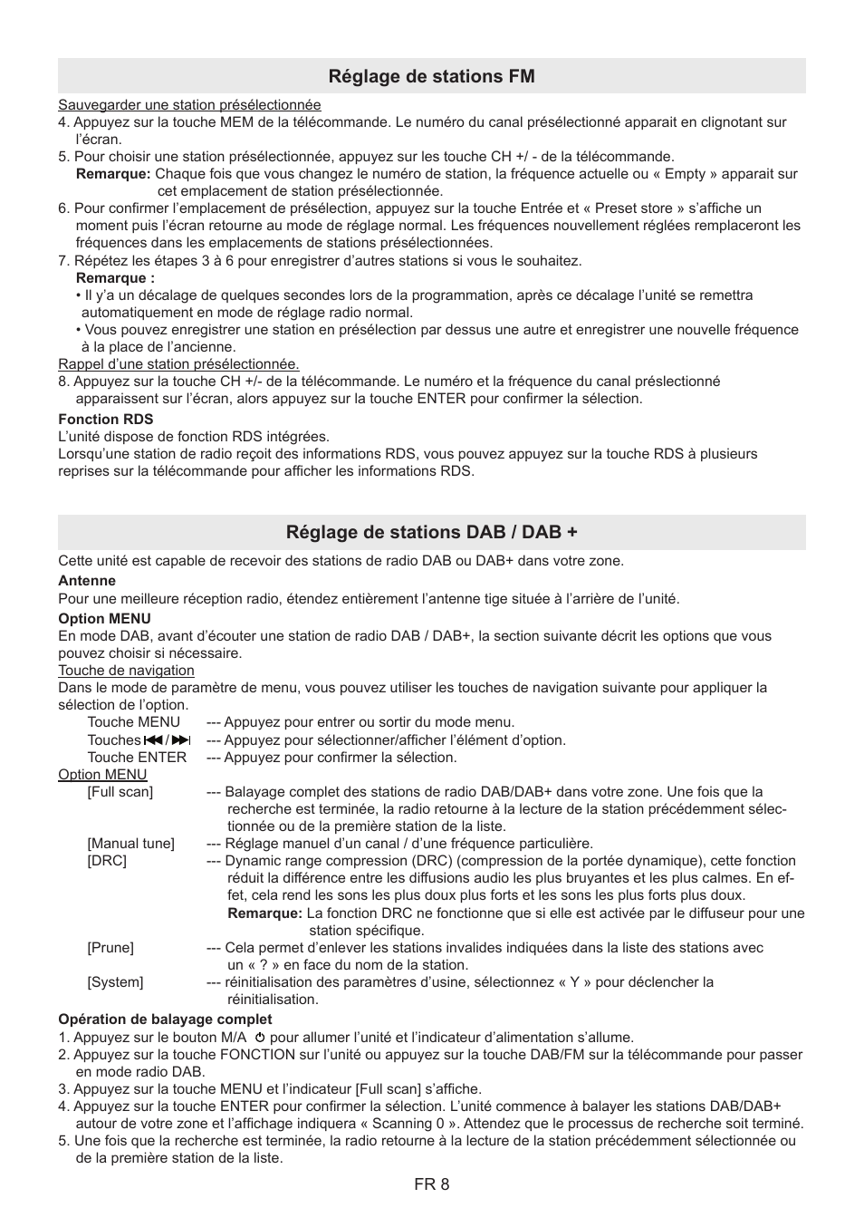 Réglage de stations fm, Réglage de stations dab / dab | Lenco BT-9000 User Manual | Page 36 / 71