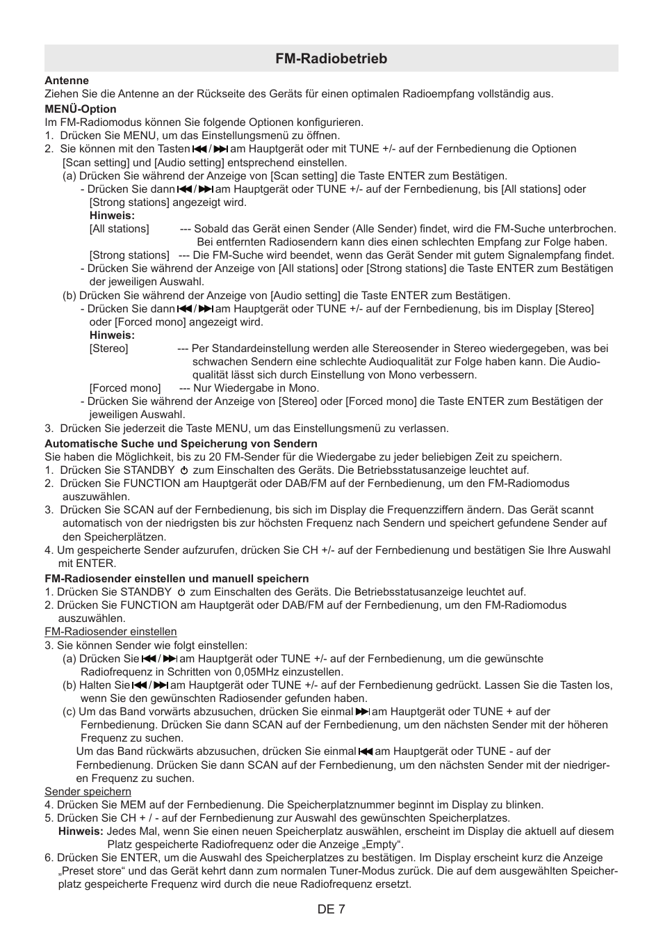 Fm-radiobetrieb | Lenco BT-9000 User Manual | Page 49 / 71