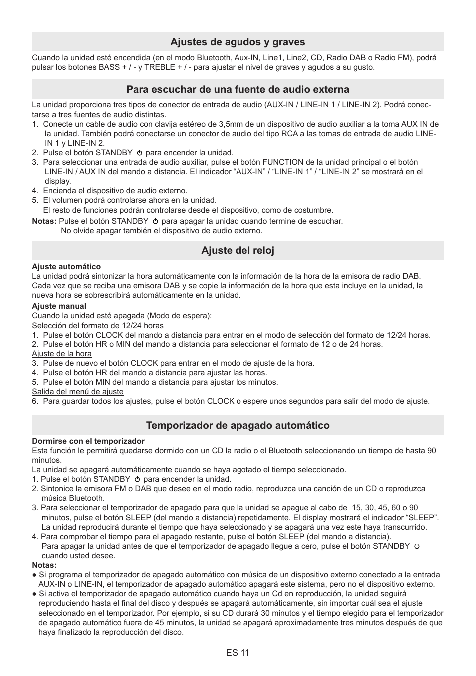 Ajustes de agudos y graves, Temporizador de apagado automático | Lenco BT-9000 User Manual | Page 67 / 71