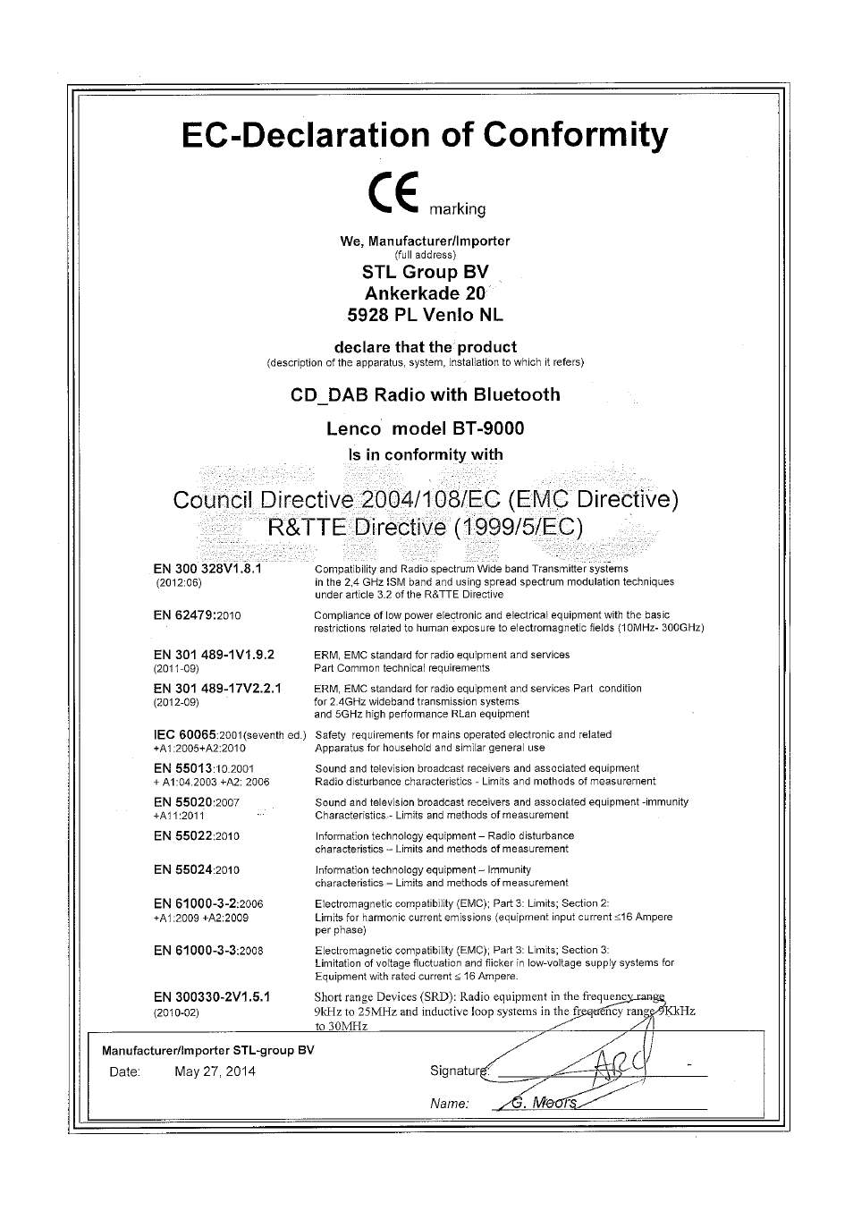 Lenco BT-9000 User Manual | Page 71 / 71