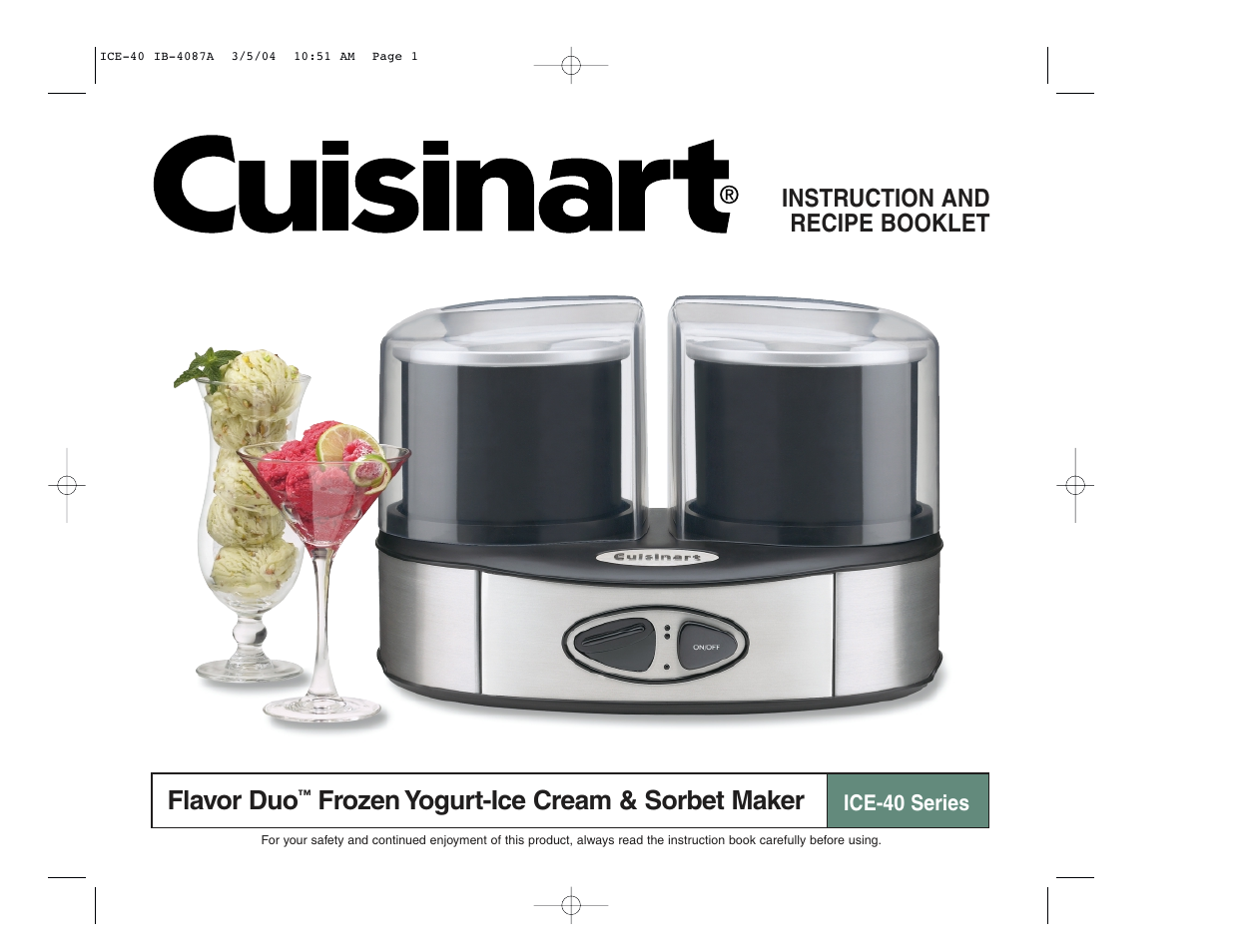 Cuisinart ICE-40 User Manual | 16 pages