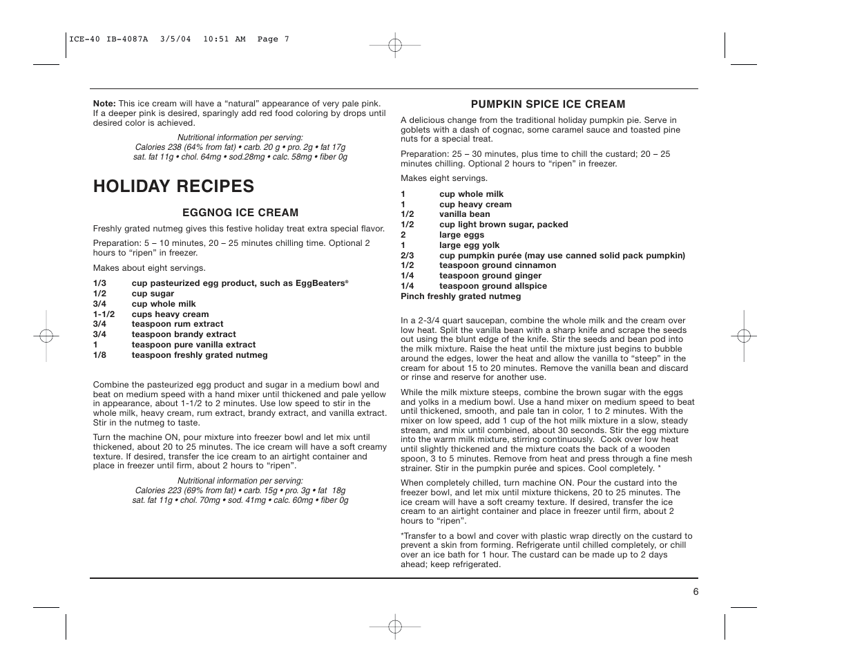 Holiday recipes | Cuisinart ICE-40 User Manual | Page 7 / 16