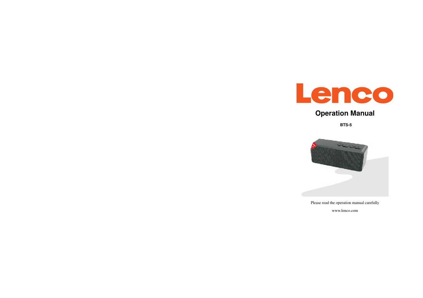 Lenco BTS-5 User Manual | 8 pages