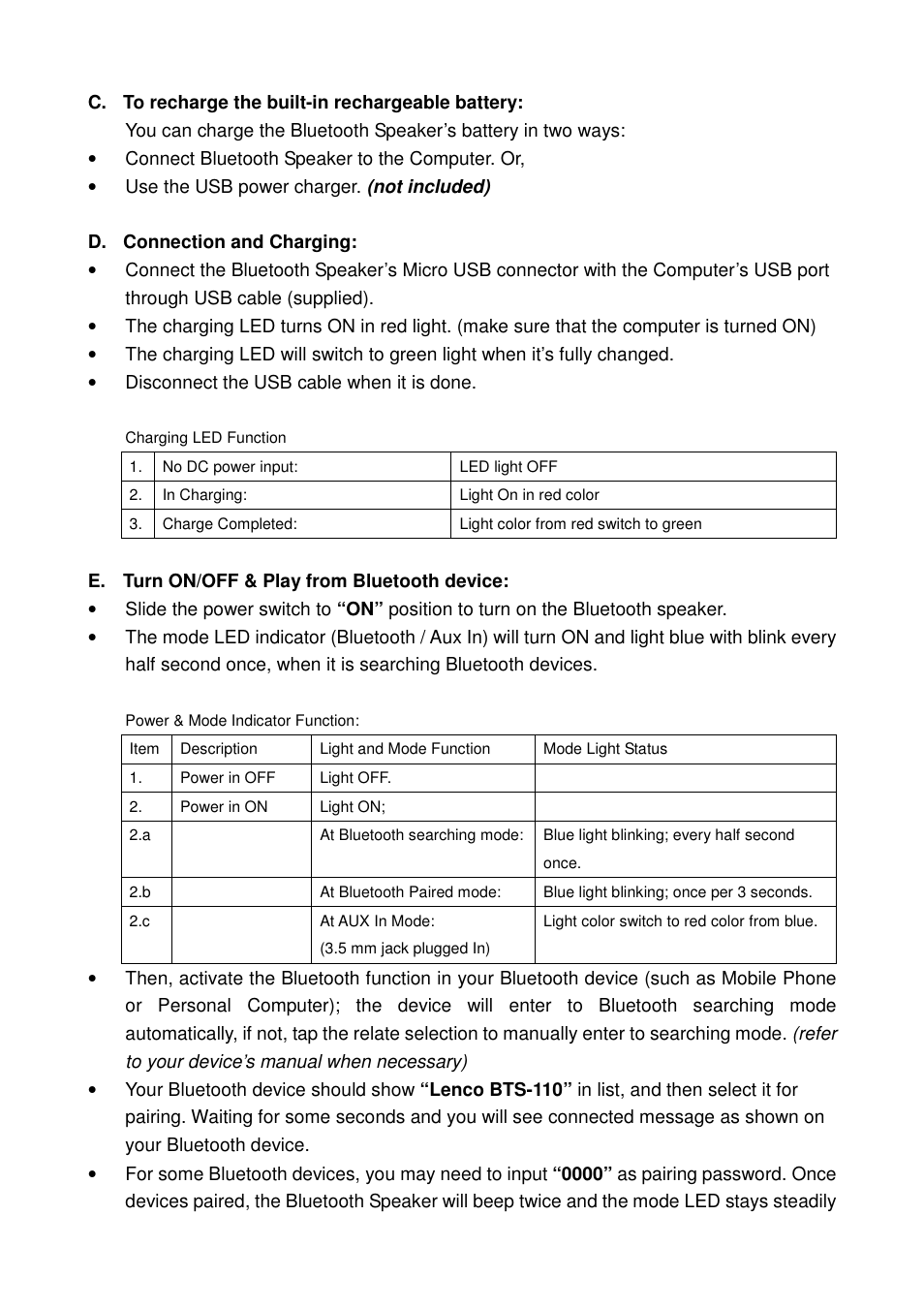 Lenco BTSW-1 User Manual | Page 4 / 10