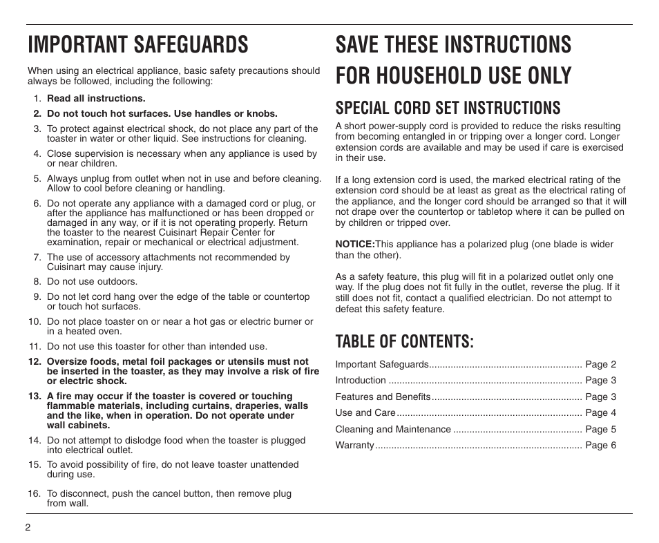 Cuisinart CPT-70 User Manual | Page 2 / 8