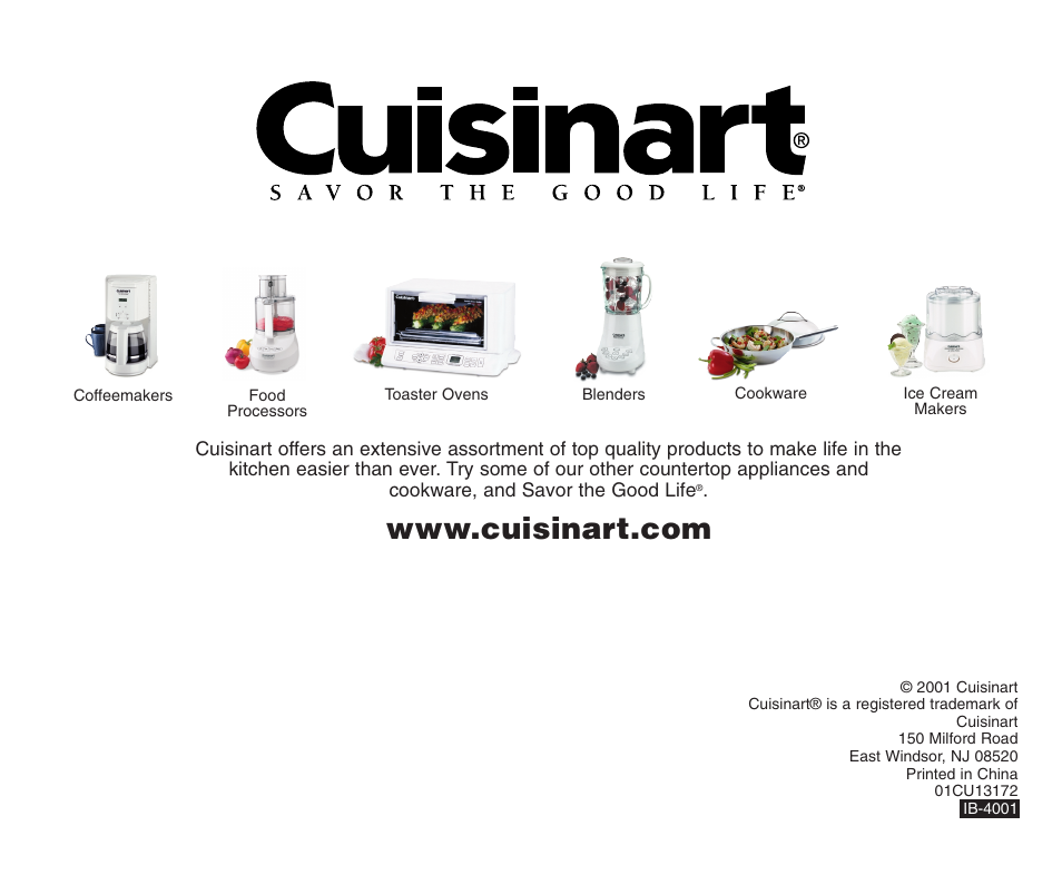 Cuisinart CPT-70 User Manual | Page 8 / 8