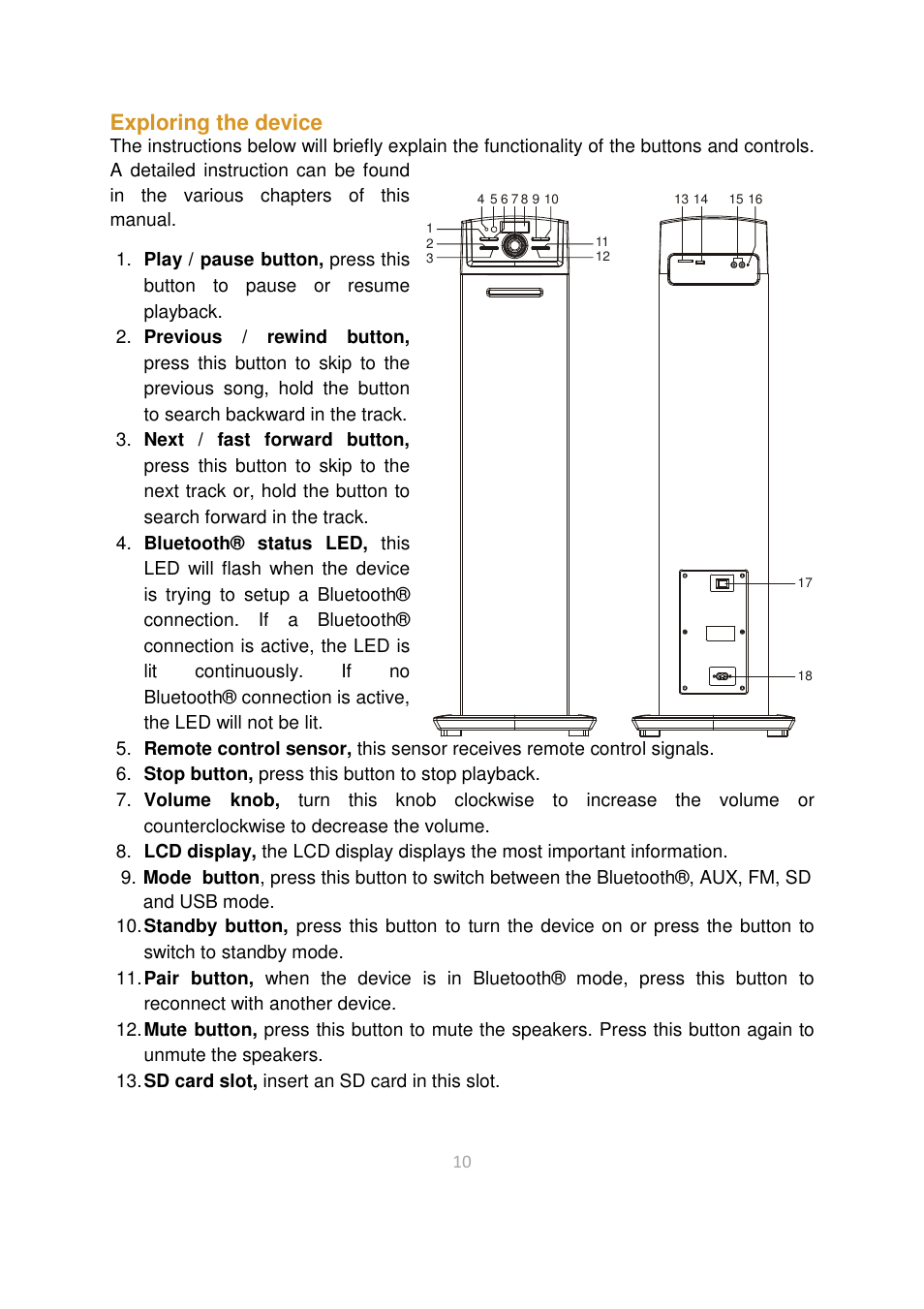 Exploring the device | Lenco BTT-2 User Manual | Page 10 / 39