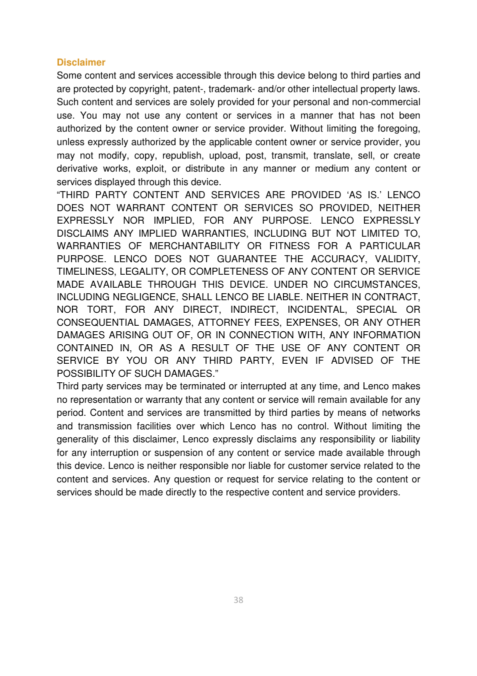 Lenco BTT-2 User Manual | Page 38 / 39