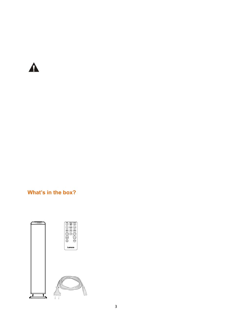 What’s in the box | Lenco BTT-6 User Manual | Page 3 / 15