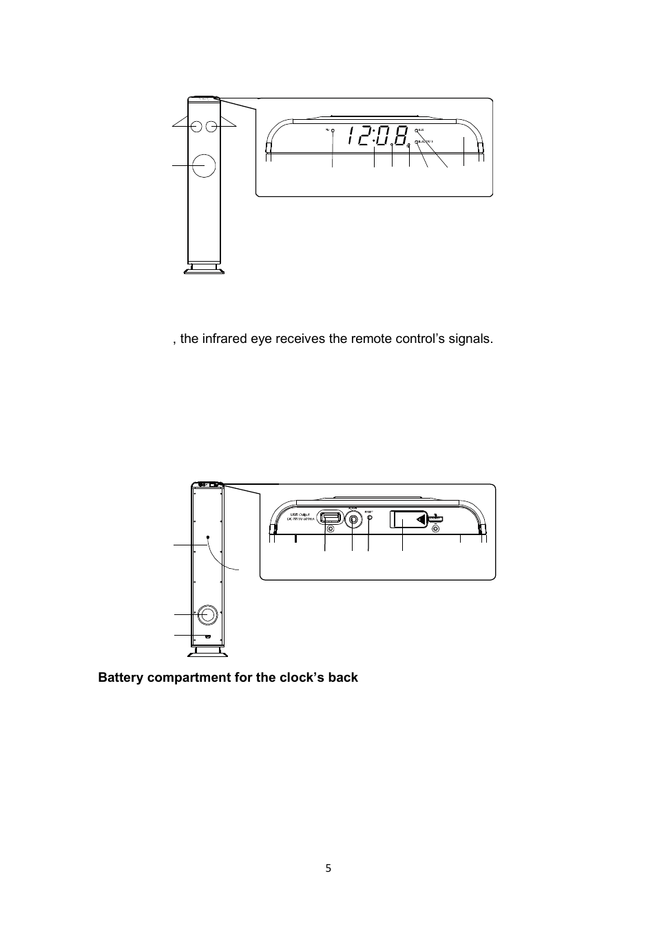 Front view, Rear view | Lenco BTT-6 User Manual | Page 5 / 15