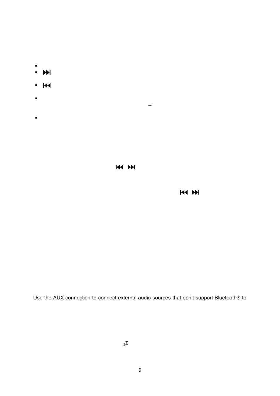 Bluetooth, Fm radio, Sleep timer | Lenco BTT-6 User Manual | Page 9 / 15