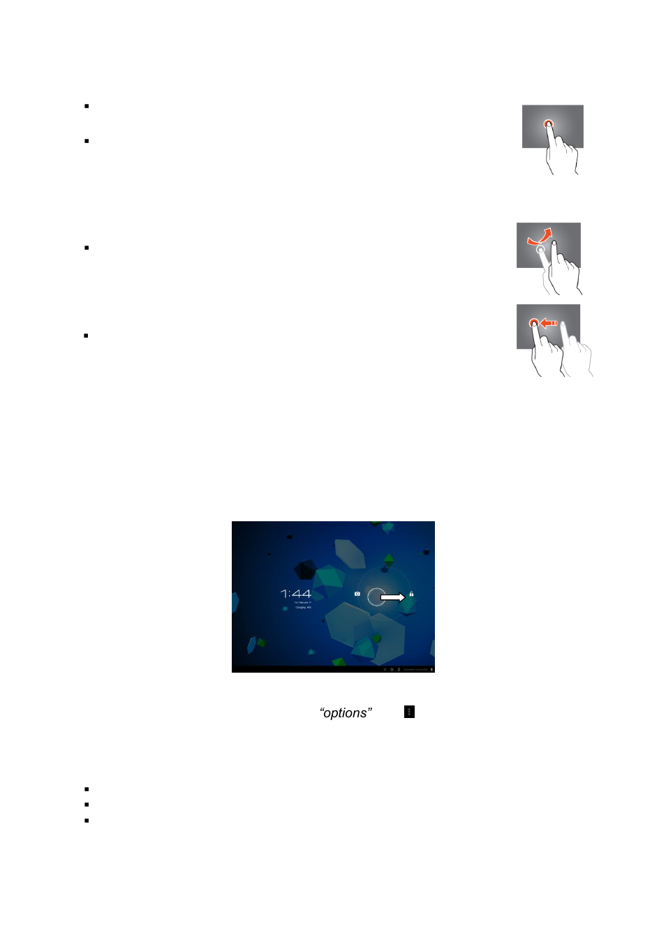 Operating the touch screen, Configuration of the tablet, Connect to the internet via wi-fi | Lenco CARTAB-920 User Manual | Page 10 / 171