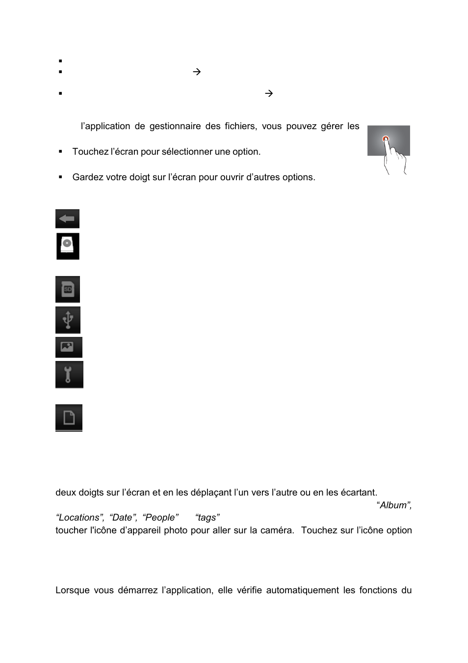 Gestionnaire des fichiers, Galerie, Enregistreur mp3 haute définition | Lenco CARTAB-920 User Manual | Page 125 / 171