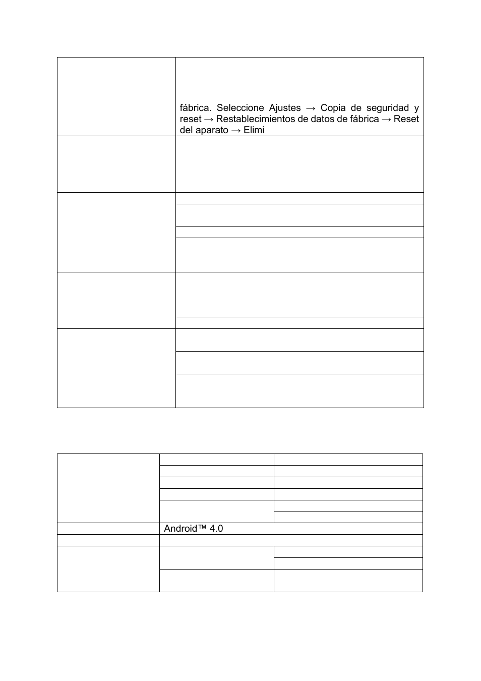 Especificaciones | Lenco CARTAB-920 User Manual | Page 162 / 171
