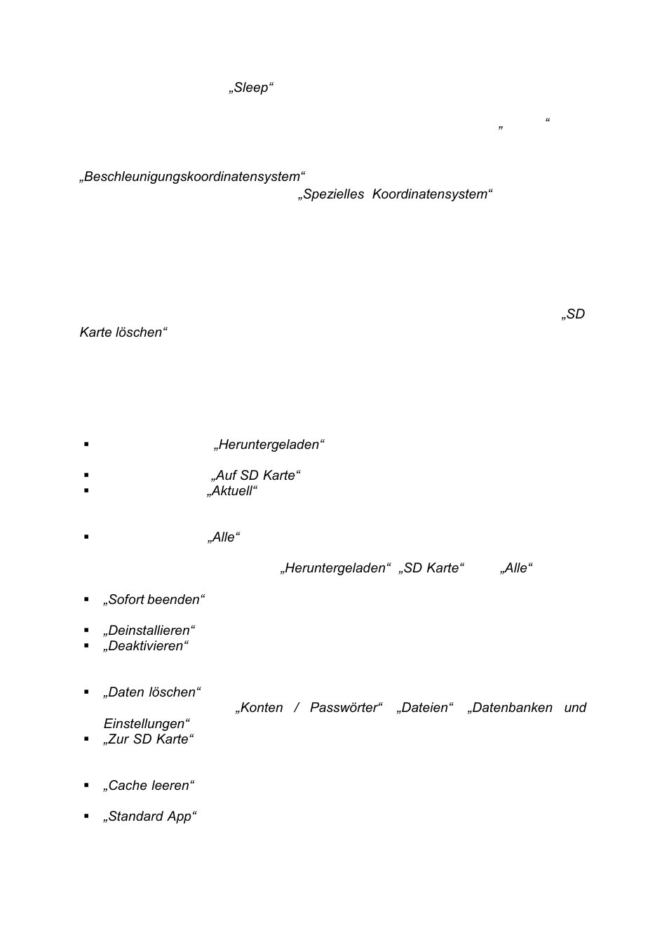 Gerät, speicher, Gerät, batterie, Gerät, apps | Lenco CARTAB-920 User Manual | Page 49 / 171