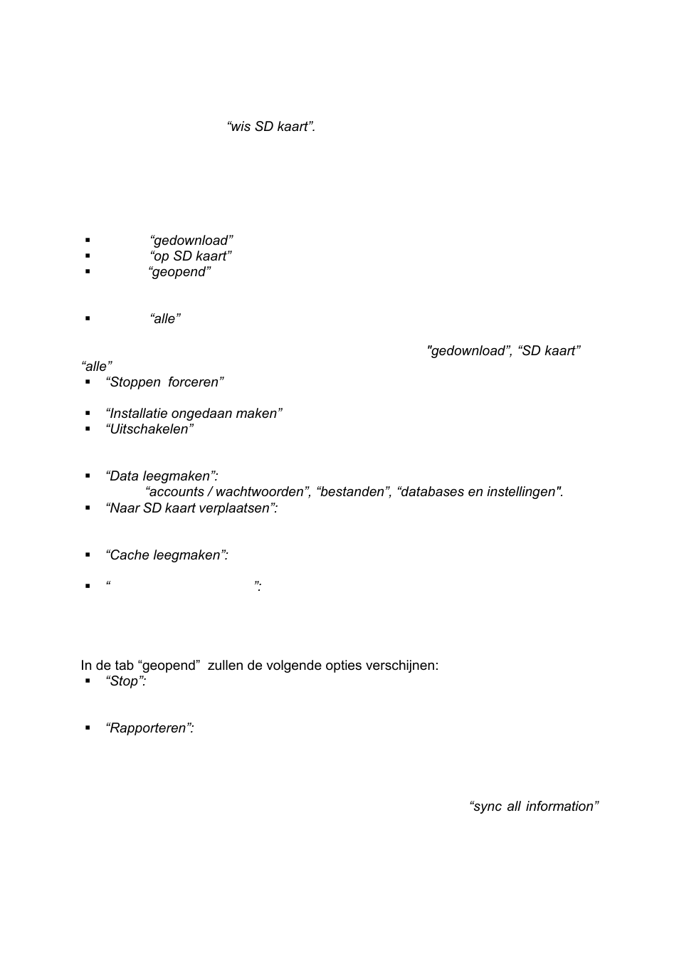 Apparaat, opslag, Apparaat, batterij, Apparaat, apps | Persoonlijk, accounts & sync | Lenco CARTAB-920 User Manual | Page 83 / 171