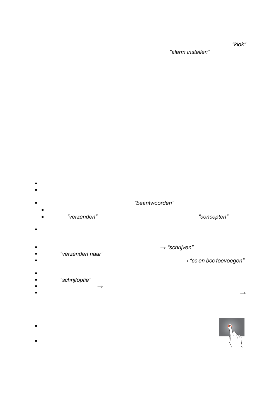 Klok, Documents to go, Downloads | E-mail, File manager | Lenco CARTAB-920 User Manual | Page 89 / 171