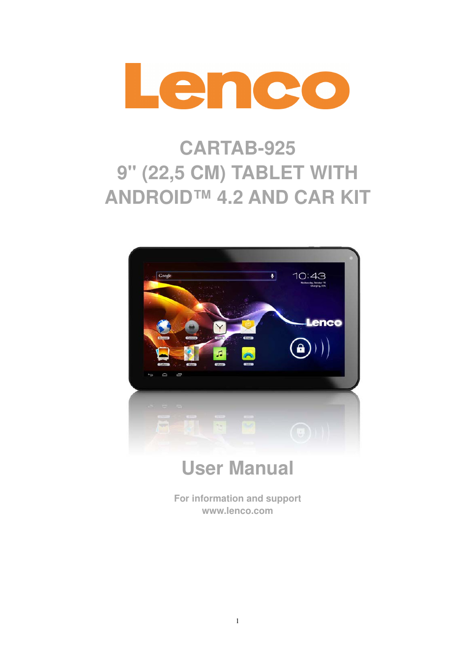 Lenco CARTAB-925 User Manual | 23 pages