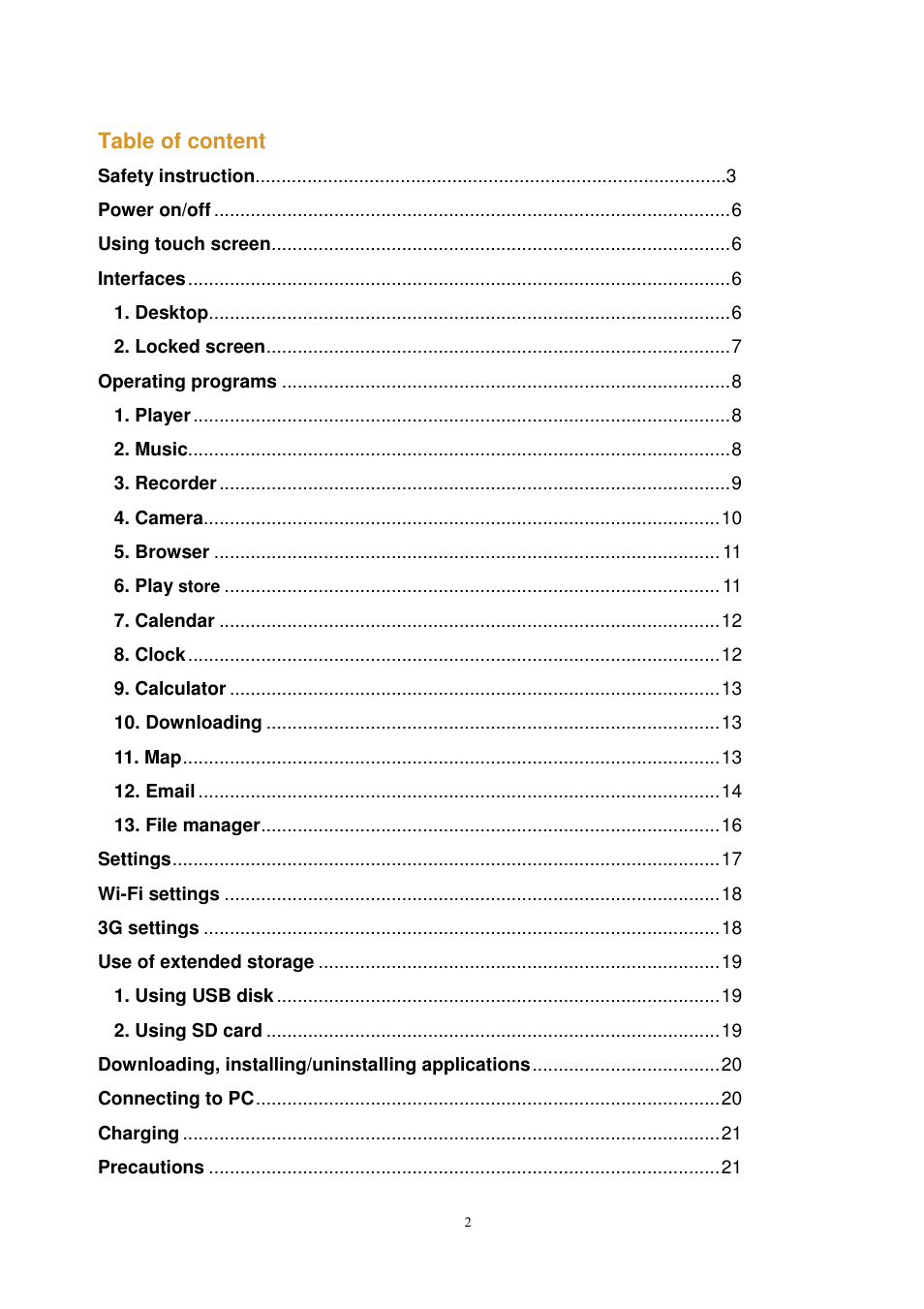 Lenco CARTAB-925 User Manual | Page 2 / 23