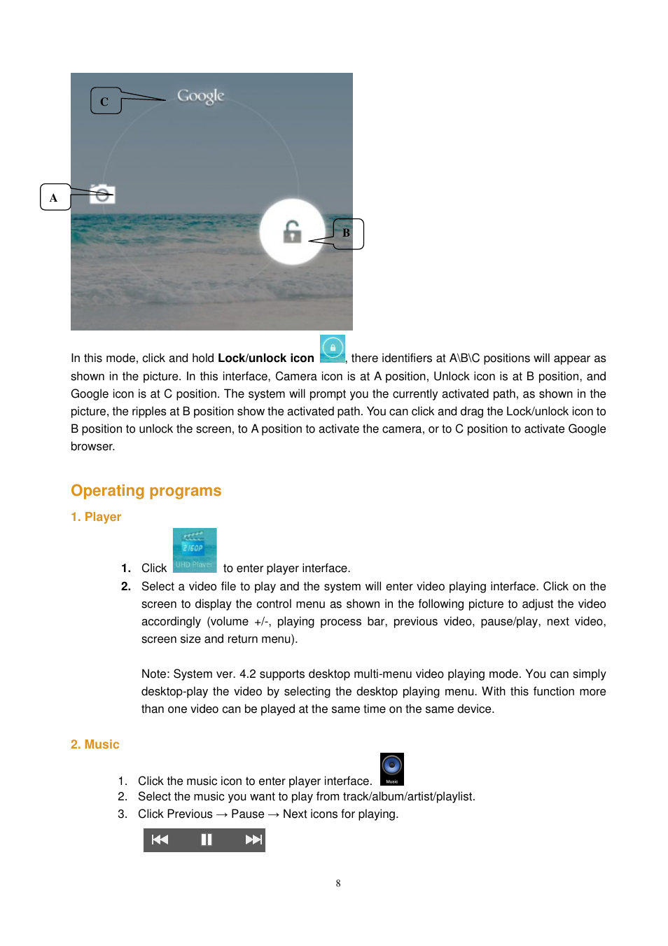 Operating programs | Lenco CARTAB-925 User Manual | Page 8 / 23