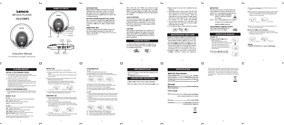 Lenco CD-215 User Manual | 1 page