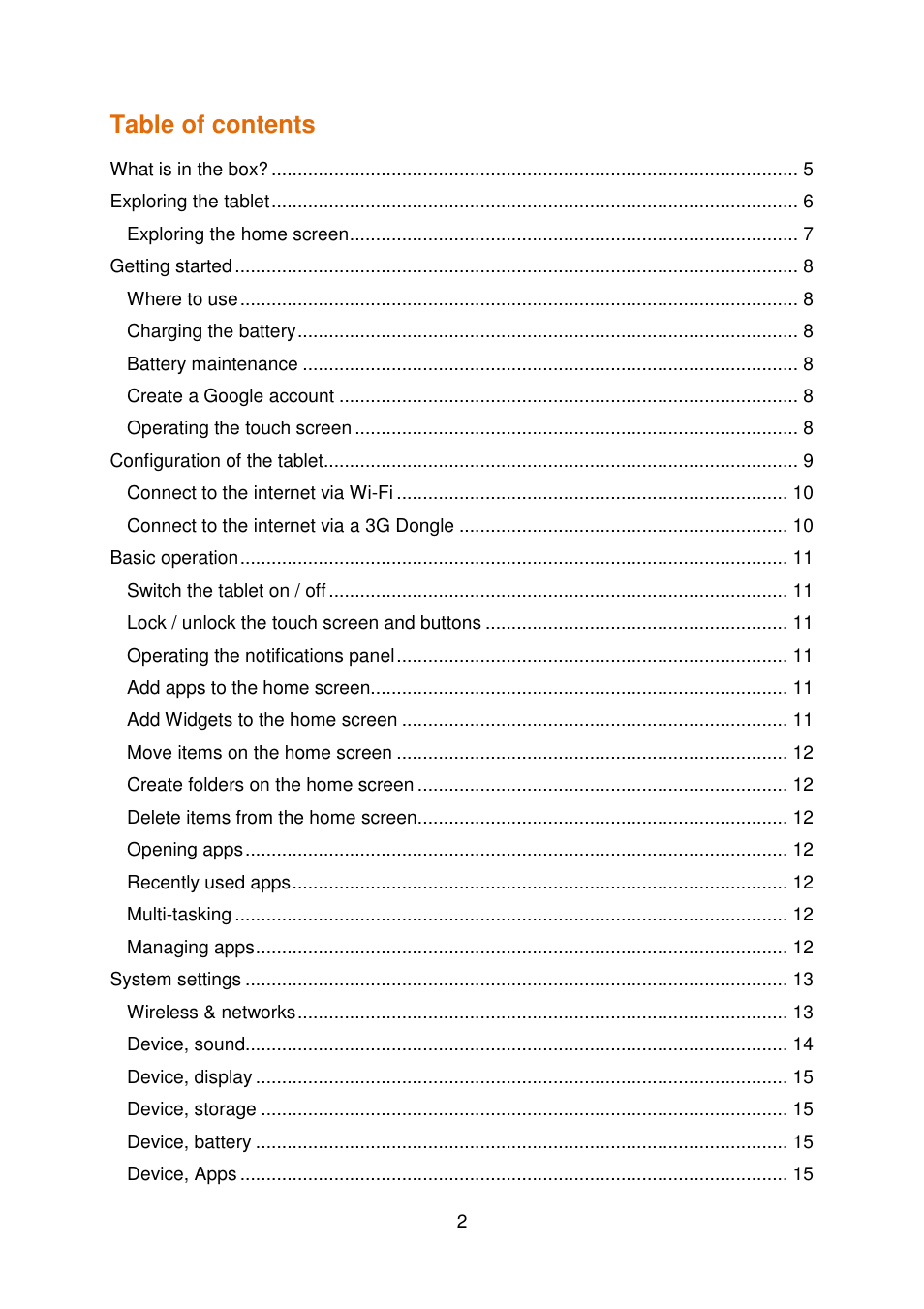 Lenco COOLTAB-70 User Manual | Page 2 / 34