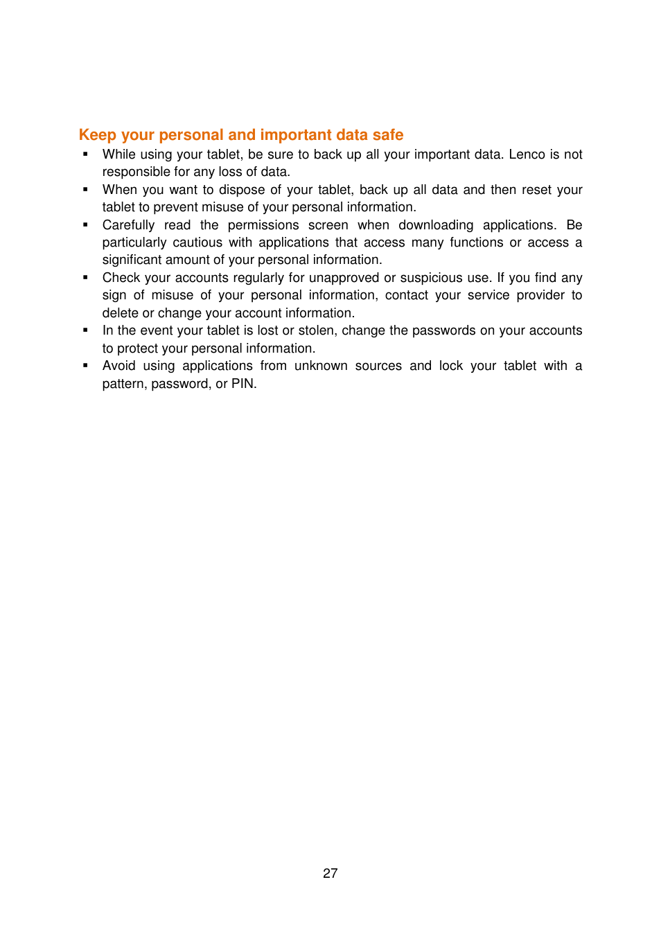 Lenco COOLTAB-70 User Manual | Page 27 / 34
