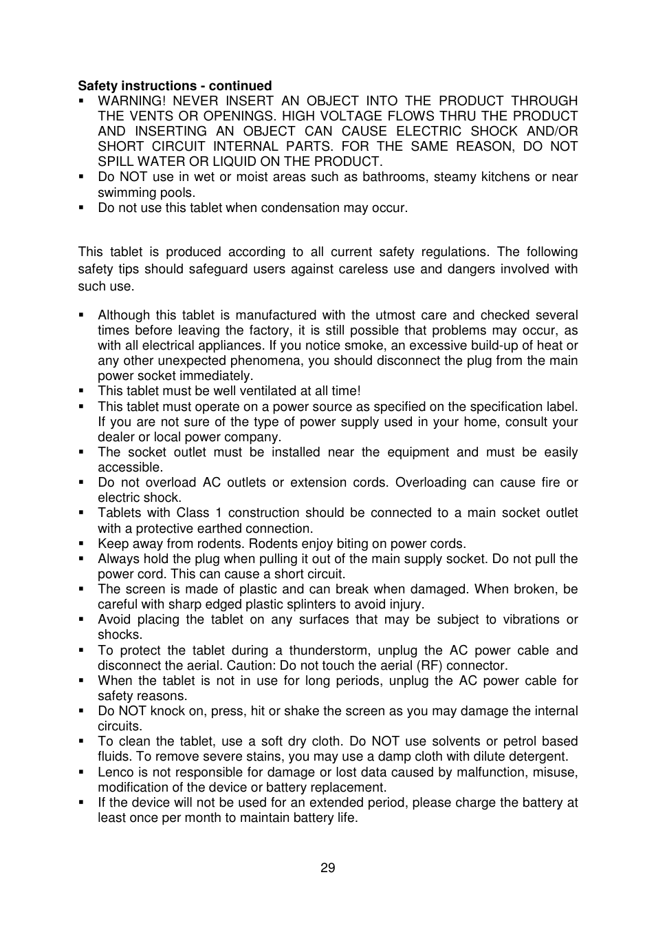 Lenco COOLTAB-70 User Manual | Page 29 / 34