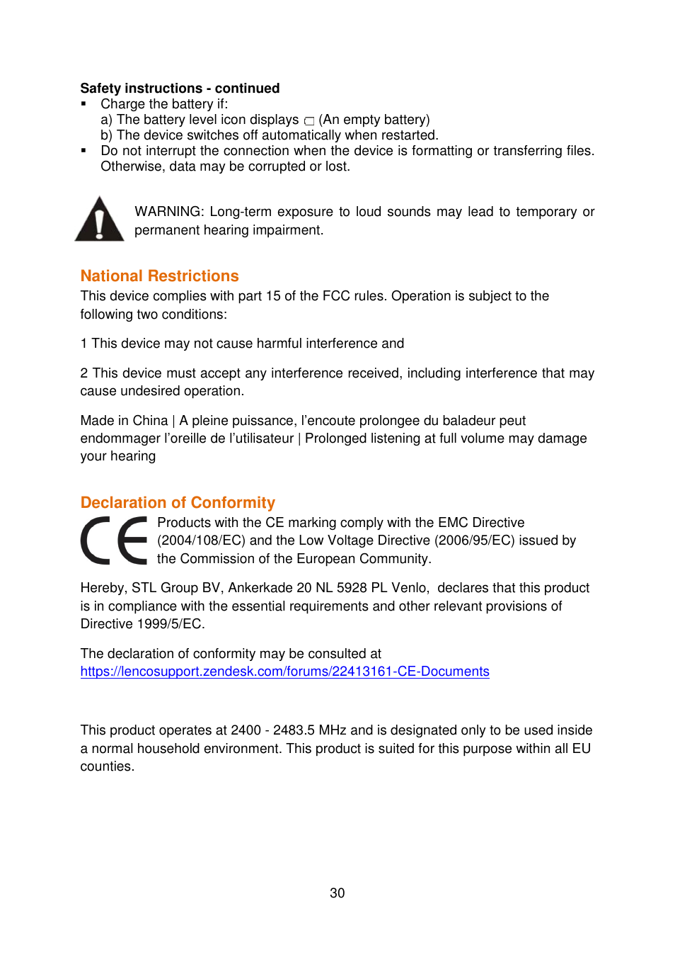 Lenco COOLTAB-70 User Manual | Page 30 / 34