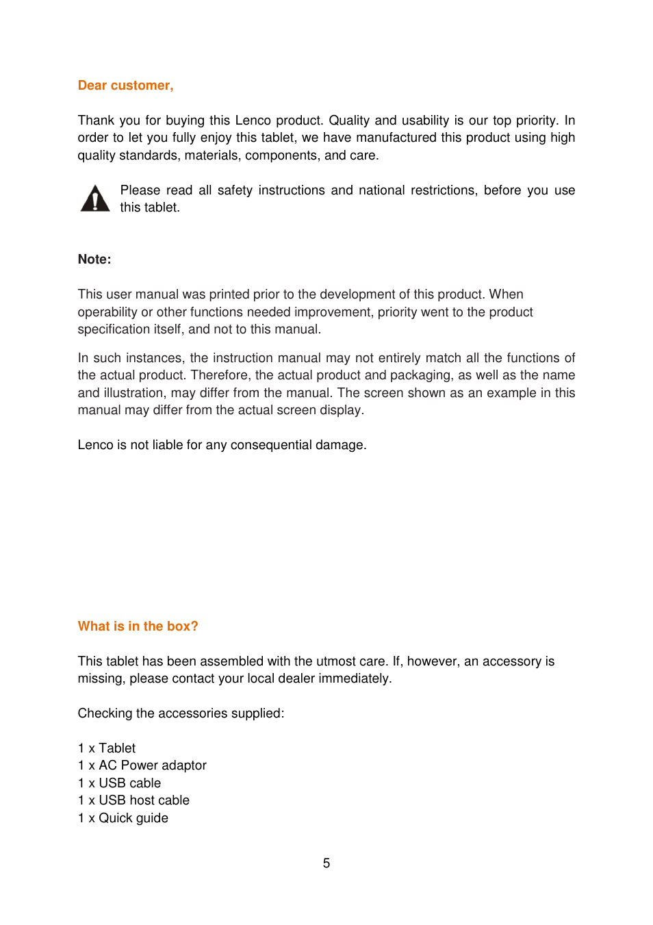 Lenco COOLTAB-70 User Manual | Page 5 / 34