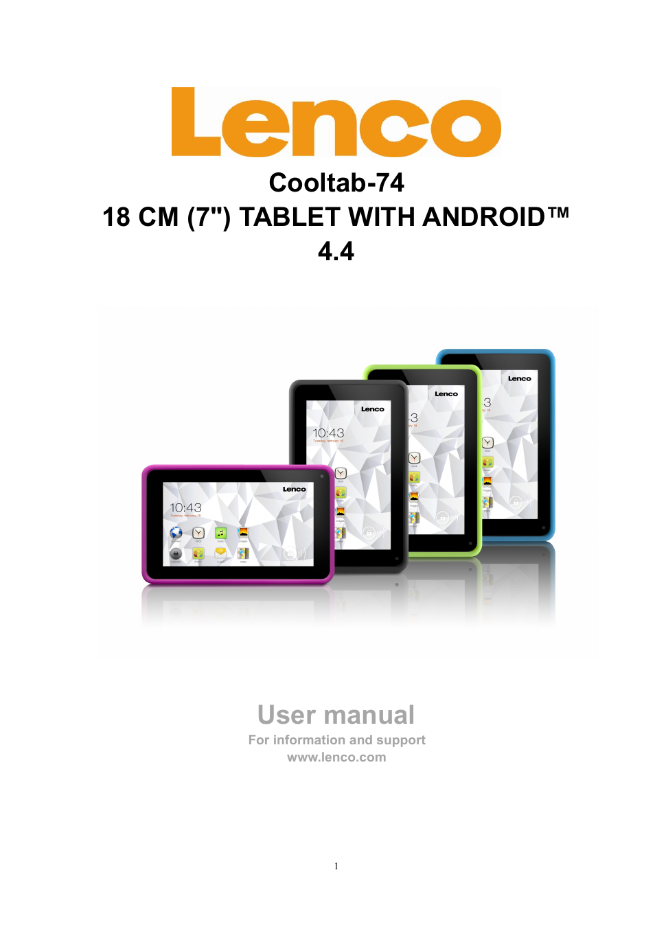Lenco Cooltab-74 User Manual | 25 pages