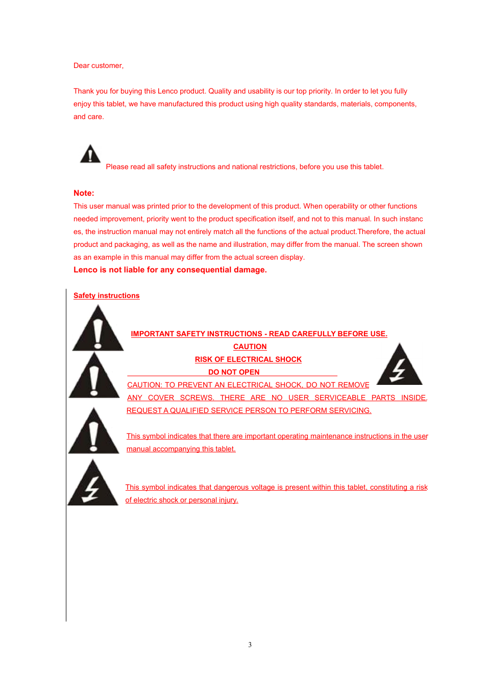 Lenco Cooltab-74 User Manual | Page 3 / 25