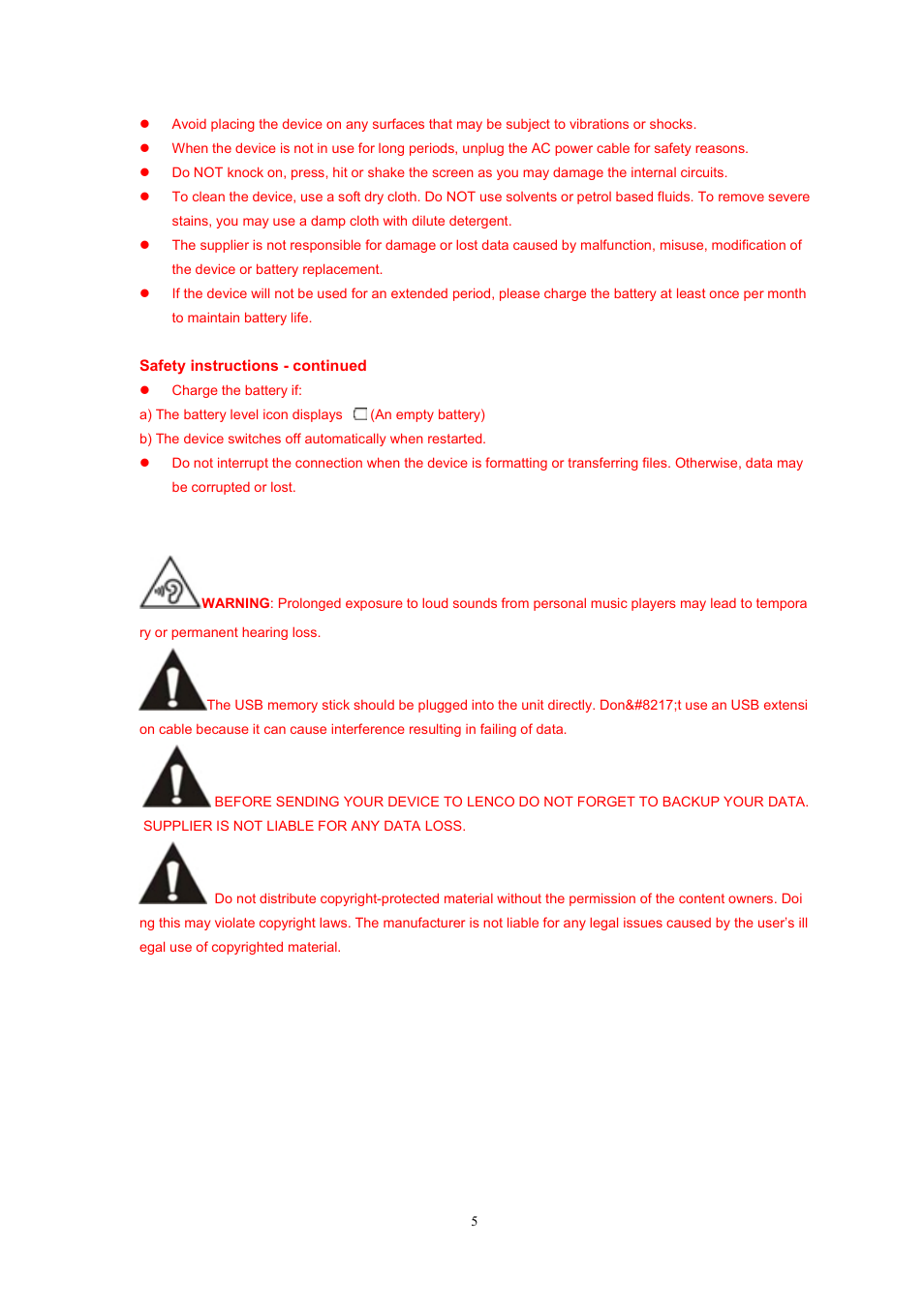 Lenco Cooltab-74 User Manual | Page 5 / 25