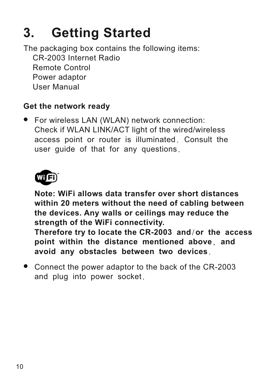 Getting started | Lenco CR-2003 User Manual | Page 10 / 52