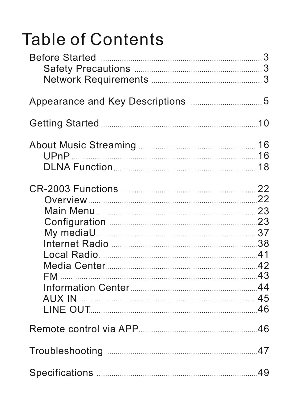 Lenco CR-2003 User Manual | Page 2 / 52