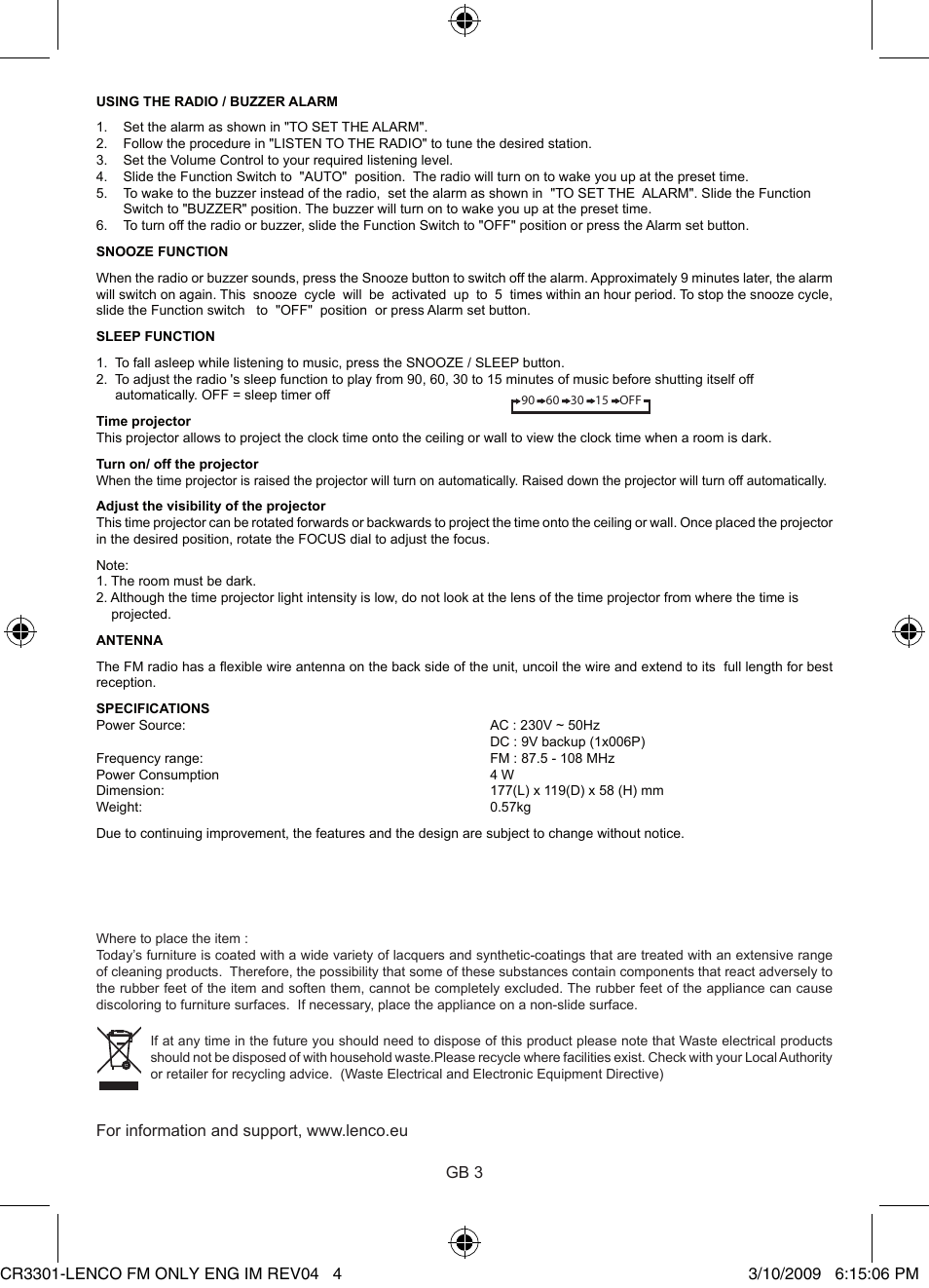 Lenco CR-3301 User Manual | Page 4 / 4