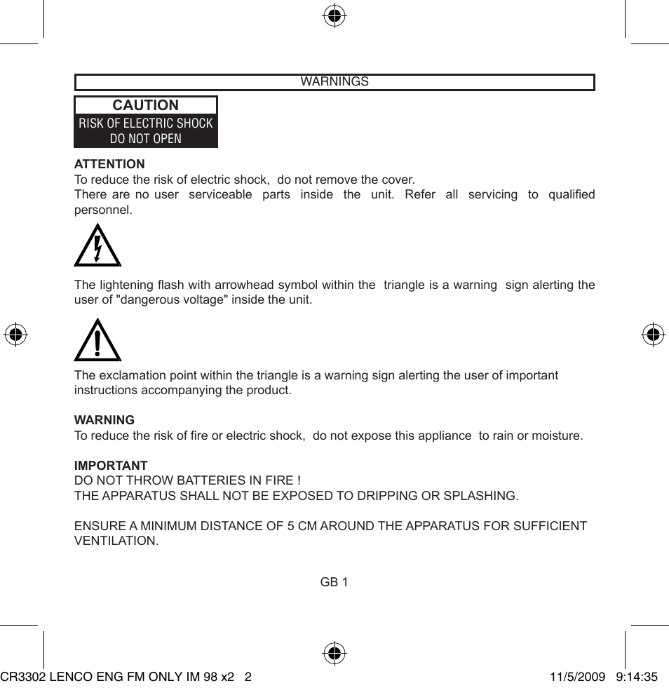 Lenco CR-3302 User Manual | Page 2 / 8