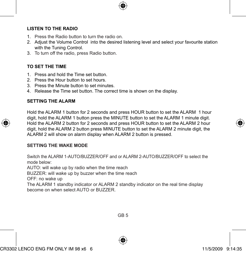 Lenco CR-3302 User Manual | Page 6 / 8