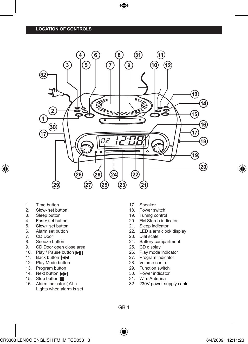 Lenco CR-3303 User Manual | Page 3 / 8