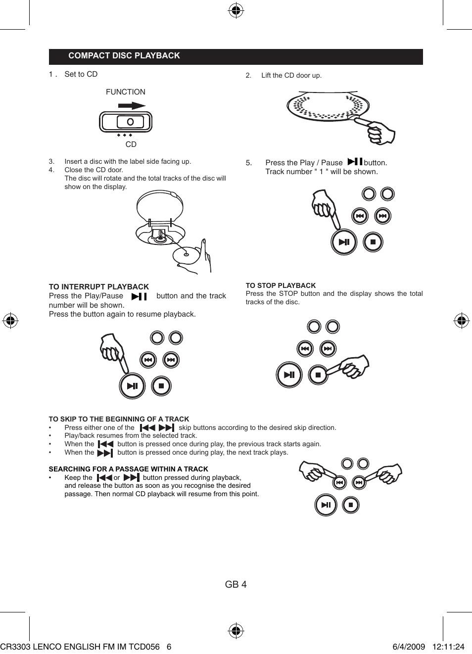 Gb 4 | Lenco CR-3303 User Manual | Page 6 / 8
