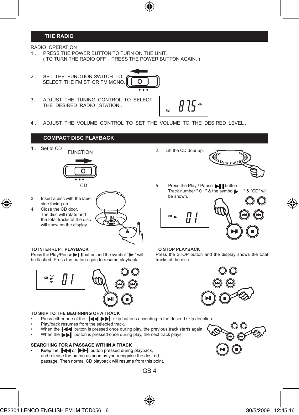 Gb 4 | Lenco CR-3304 User Manual | Page 6 / 8