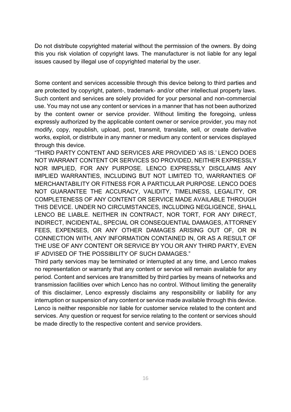 Lenco CR-3306 BT User Manual | Page 16 / 19