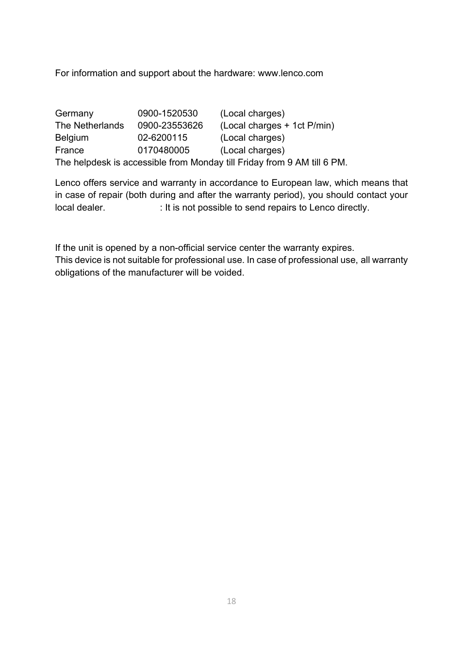 Lenco CR-3306 BT User Manual | Page 18 / 19