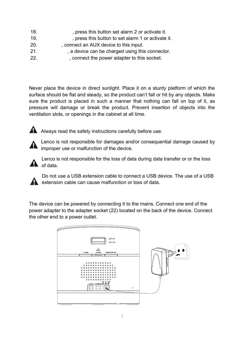 Lenco CR-3306 BT User Manual | Page 7 / 19
