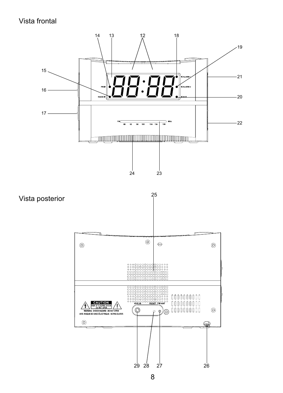 8vista frontal vista posterior | Lenco CR-335 User Manual | Page 76 / 86