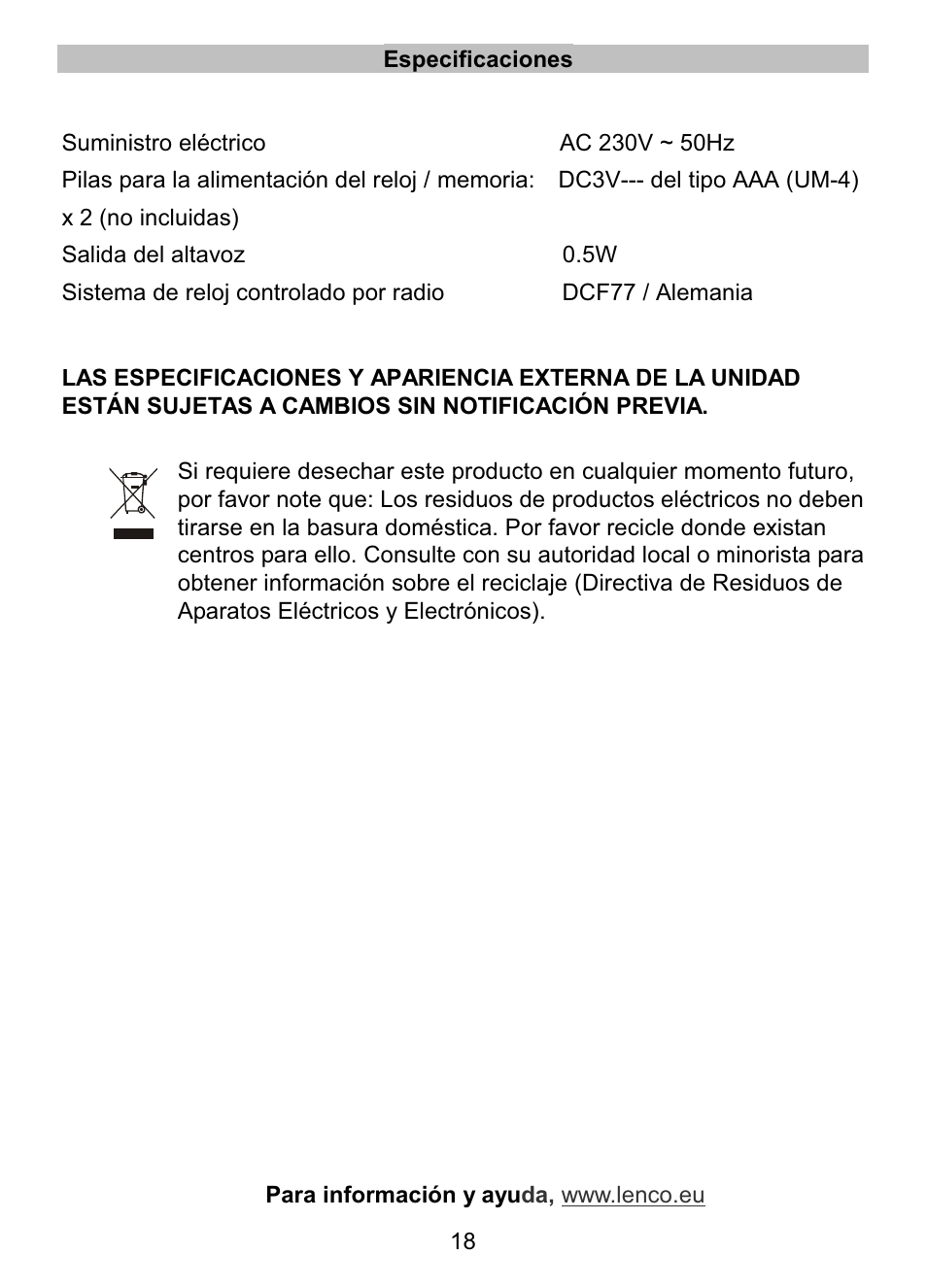 Lenco CR-335 User Manual | Page 86 / 86