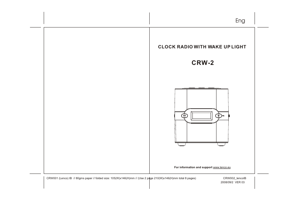 Lenco CRW-2 User Manual | 7 pages