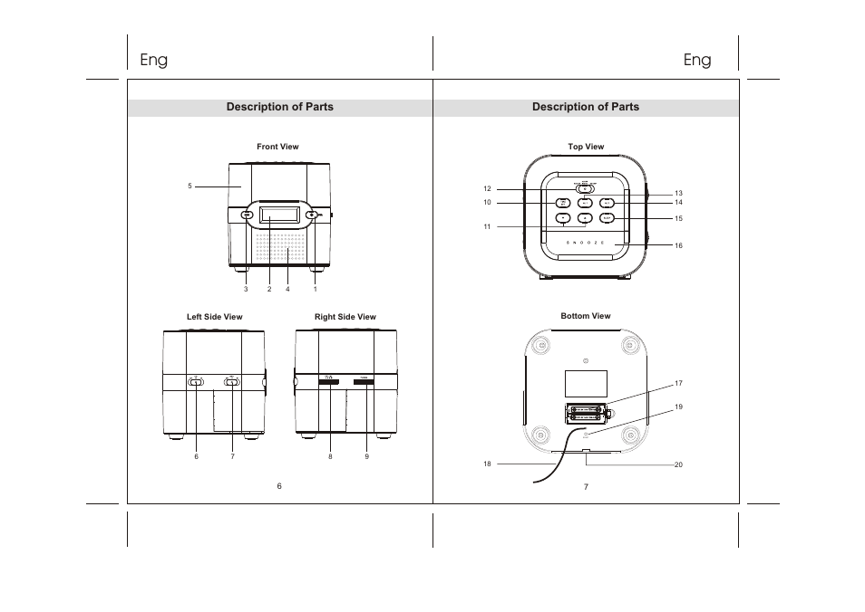 Description of parts | Lenco CRW-2 User Manual | Page 4 / 7